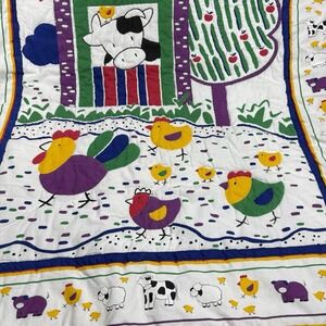 One Children Colorful Panel Farmyard Blanket Farm